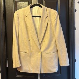 Light academia vintage blazer - cream & grey plaid